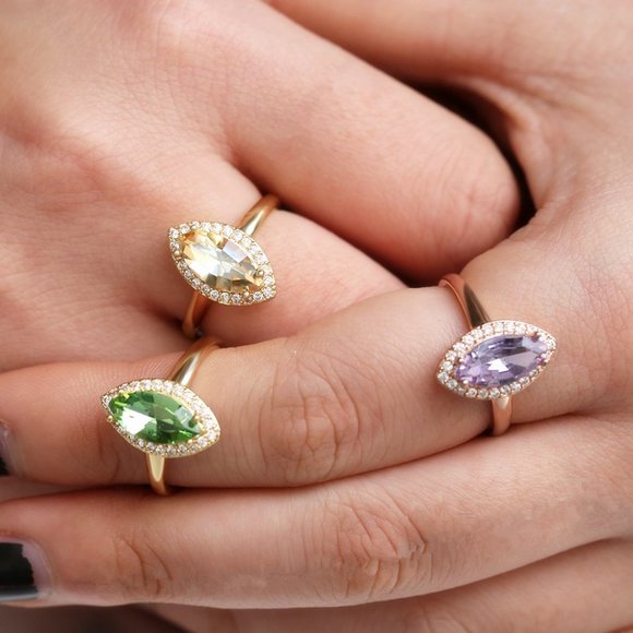 Luxury Noble Gem Zircon Independent Trendy Rings for Women, EVGG1502 - Picture 3 of 3